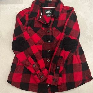 Roots kids plaid button up with hearts